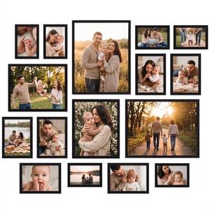 lot 5991 image: Giftgarden 16 Pack Black Picture Frames for Multi Sizes Photos, Assorted Set Including Two 11x14, Two 8x10, Six 5x7, Six 4x6, Gallery Collage Frame for Wall or Tabletop Display