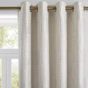 lot 5995 image: Beige and Silvery 100% Blackout Jacquard Geometric Pattern Curtains,52 Inch Wide 84 Inches Long 2 Panels, Thermal Insulated Noise Reducing Anti-Rust Grommet Drapes for Bedroom Living Room, Cream
