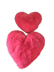lot 6007 image: Red Plush Heart Pillows Set of 2