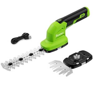 lot 6044 image: 2 in 1 Hedge Trimmer Cordless, 7.2V Electric Grass Cutter Hedge Shears, Handheld Shrub Bush Trimmer, Lightweight Grass Shears, Rechargeable Yard Tool Battery & Type-C Cable, Gift for Men, Dad, Husband