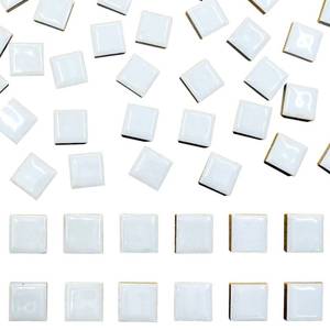 lot 6069 image: 100 Pieces Ceramic Mosaic Tiles 35 Square Shapes Mosaic Ceramic Pieces Stained Ceramic Tiles Supplies for Crafts Beginner Mosaic Project Stepping Stones Mosaic Birdhouse Decor - White
