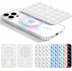 lot 6077 image: Anteel 2026 Upgraded Magnetic Suction Phone Holder, Clear Silicone Suction Sticky Grip Holder for iPhone 12 13 14 15 16 17 Series, Suction Mirror Hands-Free SelfieVideo for TikTok CreatorInfluencer
