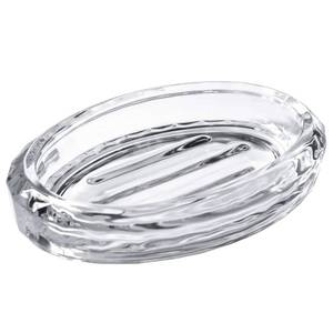 lot 6089 image: Glass Soap Dish for Bathroom Countertop, Shower, Kitchen Sink, Oval Heavy Bar Soap Holder with Raised Ridges, Transparent, 1 Pack