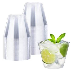 lot 6091 image: BYSNOW 50 Pack 9 oz Clear Plastic Cups, Disposable Plastic Cocktail Cups