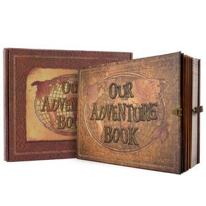 lot 6121 image: JIMBON Our Adventure Book 180 Pages Scrapbook Photo Album,Retro Style Embossed Letter Leather Cover Travel Diary Journal Scrap Book For Couples,Memory Book For Anniversary Wedding