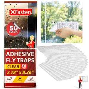 lot 6124 image: XFasten Window Fly Traps Sticky Clear 50-Pack Fruit Fly Traps for Indoors Sticky, Residue-Free, Odorless, Discreet Adhesive Indoor Catcher for Fruit Flies Houseflies, Gnats on Windows Kitchen Garage