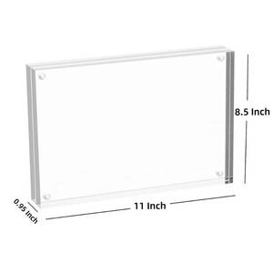lot 6126 image: Meetu Acrylic Picture Frame 8.5x11,Clear Freestanding Double Sided 24mm Thickness Frameless Magnetic Photo Frames Desktop Display with Gift Box Package (1 Pack)
