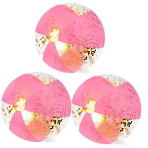 lot 6127 image: 16 Inch Glitter Beach Balls, 3 Pack Inflatable Beach Balls Swimming Pool Party Balls Beach Sand Balls Clear Pool Float Balls with Sparkly Confetti Water Balloons for Summer Pool Party Decorations