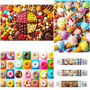 lot 6157 image: Small Jigsaw Puzzles for Adults 150 Pieces Mini Jigsaw Puzzles Challenging Candy&Ice Cream Puzzles 6 x 4 Inches, 3 Pcs