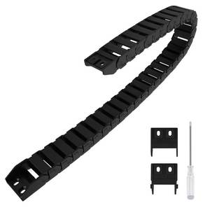 lot 6169 image: LMioEtool R38 15mm x 30mm(Inner H x Inner W) Black Plastic Cable Wire Carrier Drag Chain 1M Length for CNC, with End Connectors - Bridge Type (Non-openable)