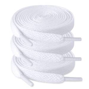 lot 6180 image: ZHENTOR 3 Pair Flat Shoe Laces for Sneakers, Shoelaces for Sneakers Athletic Running Shoes Boot Strings (D-white(3 pairs), 55 inches)