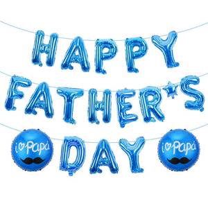 lot 6482 image: Happy Fathers Day Balloons Banner - Blue Fathers Day Balloons Decoration Supplies - Party Decorations Sign Backdrop with 18 Pieces