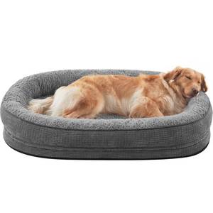 lot 7486 image: JOEJOY Orthopedic Dog Beds Large Sized Dog, XL Egg-Crate Memory Foam Pet Couch Bed with Bolster Sides, Waterproof Lining, Removable Washable Cover & Non-Slip Bottom, Grey
