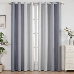 lot 7490 image: weesire Grey Omber Blackout Curtains, 52 x 96 Inch, Grommet, 2 Panels
