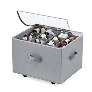 lot 7504 image: HOUSE AGAIN Shoe Organizer for Closet, Shoe Storage Organizer with Wheels, Foldable Shoe Storage Box with Adjustable Dividers and Clear Cover, Reinforced Handles, Fits up to 16 Pairs, Gray