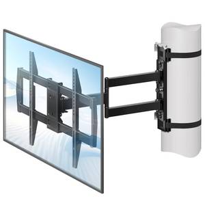 lot 7507 image: MOUNTUP Pillar TV Mount for 32-75 TVs, Full Motion Strap-On Post Mount for Round & Square Columns, Swivel Tilt Level, No-Drill Design, Max VESA 600x400mm, Holds 88 lbs, Black