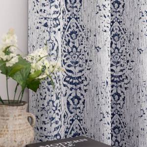 lot 7514 image: Mrs.Naturall 108 Inch Farmhouse Blackout Curtains, 9FT Damask Jacquard Luxury Grommet Drapes for Living Room Bedroom, 2 Panels Set, 9 FT Length 52 L x 108 W, Navy Blue
