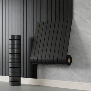 lot 7516 image: YLL YLL PVC Slat Wall Panel Peel and Stick 118x 15.7 Faux Black Wood Grain Slat Panel Self-Adhesive Wallpaper Soundproof 3D Wall Panels
