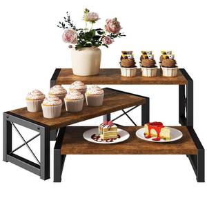 lot 7517 image: IBUYKE Wood Cupcake Display Stand,Set of 3,Brown TLJ019H