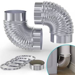 lot 7518 image: Chiligent 4 Inch 90 Degree Galvanized Dryer Vent Elbow, 2 PCS Dryer Vent Elbow with 4 Clamps and Aluminum Foil Tape, for 4in HVAC Ducts, Pipes, or Hose Ductworks, Fits For Tight Spaces