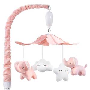 lot 8126 image: FEISIKE Mobile for Crib Bassinet Girls Baby Mobiles with 3 Modes Digital Music Box��Turn Only, Music Only, Turn & Music, 35 Lullabies, Pink Elephant Nursery Mobile, Clamp Type, Pretty Box Packaging