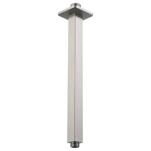 lot 8128 image: Voolan Shower Arm with Flange, Ceiling Mounted Fixed Shower Pipe, Bathroom Straight Rain Shower Replacement Arm, Universal Connection 12 NPT (12 Inch Square, Brushed Nickel)