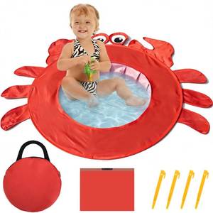 lot 8133 image: Pop Up Beach Pool, Portable Toddler Beach Pit with Water Bag, Crab Shape