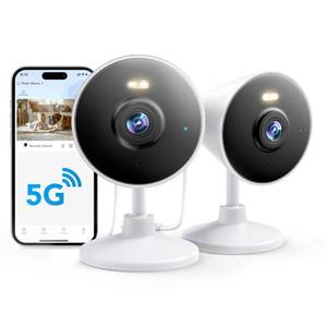 lot 8137 image: 5G & 2.4G IndoorOutdoor Security Camera for Home, BabyElderDogPet Camera with Phone App, Wi-Fi Camera wSpotlight, Color Night Vision, 2-Way Audio, 247, SDCloud Storage, Work wAlexa, 2Pack
