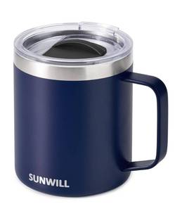 lot 8145 image: SUNWILL Insulated Coffee Mug, Stainless Steel 14 oz, Splash-Proof Lid