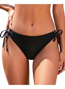lot 8176 image: Zmart Womens Side Tie Bikini Bottoms Full Coverage Bathing Suit Black S