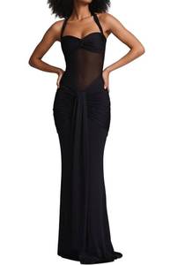lot 8229 image: Elegant Dresses for Women Halter Maxi Dress Ruched Cocktail Party Evening