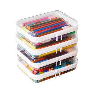 lot 8238 image: MACOPRO 4PCS Medium Clear Hard Shell Zipper Pouch - Makeup Organizer & Toy Storage Bag for Lego Bricks, Transparent Pencil Case for Stationery, Portable Travel Toiletries Bag