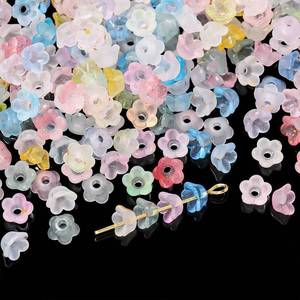 lot 8240 image: 1000pcs Acrylic Frosted Flower Beads for Jewelry Making 6mm Colorful Matte Beads with Golden Speckles Mini Floral Spacer Bead in Bulk for Necklace Bracelet Earrings DIY Craft Beading Supplies