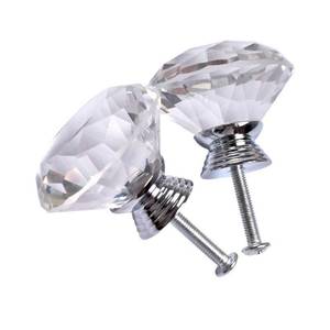 lot 8248 image: Joyhey 4 Pack 40 mm Diamond Shaped Glass Crystal Knobs with 3 Size Screws for Cabinet, Drawer, Cupboard, Dresser