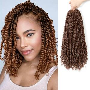 lot 8273 image: Crochet Passion Twist Hair Pre looped Brown Color, 12 Inch 9 Packs Pre twisted Passion Twist Crochet Hair,Soft PretwistedPrelooped Curly Crochet Hair For Black Women,Short Crochet Braids(12in,30#)