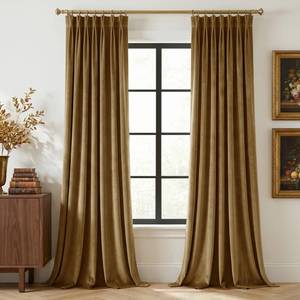 lot 11036 image: StangH Pinch Pleat Velvet Curtains 90 Inch 2 Panels