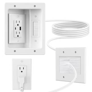 lot 11048 image: Celendor In-Wall Cable Management Kit with USB Outlets