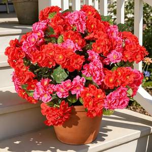 lot 11049 image: BeeAngel Artificial Geranium Flowers UV Resistant 6 Pack