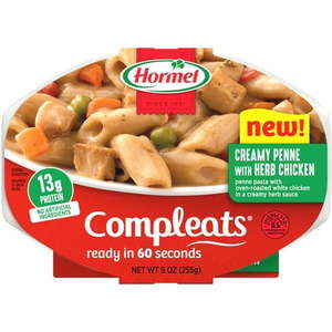lot 11052 image: Hormel Compleats Italian Chicken and Penne Pasta 9 oz -6pk BB 09072026