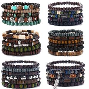 lot 12266 image: FIRAZIO 32 Pcs Wooden Beaded Bracelets for Men