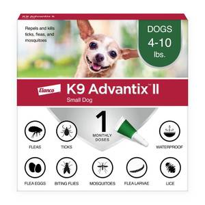 lot 12273 image: K9 Advantix II Small Dog Flea Tick Mosquito Treatment 4-10 lbs