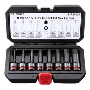 lot 12297 image: BILITOOLS 8Pc Impact Hex Allen Bit Socket Set 12in Drive