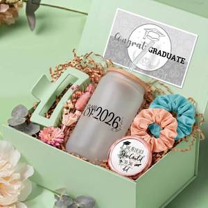 lot 13534 image: Thenshop Green 2026 Graduation Gifts Bulk, College Graduation Gifts for Women Girl with Frosted Glass Cup, Greeting Card, Mirror, Raffia, 2 Hair Ties, Hair Clip, High School Graduate Gift(No Box)