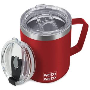 lot 13544 image: WETOWETO 14 oz Insulated Coffee Mug, Vacuum Camping Mug with Lid, Handle