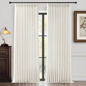 lot 13571 image: Pinch Pleated Linen Curtains Light Filtering 90 Inches Long for Living Room