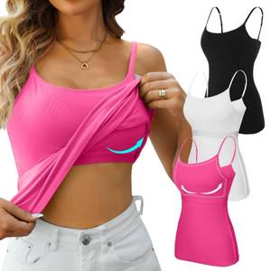 lot 14035 image: V FOR CITY Tank Top for Women with Shelf Bra Cotton Camisole 2 Pack Large