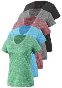 lot 14041 image: Cosy Pyro Women Short Sleeve V-Neck Athletic T-Shirt Exercise Tees Set 3 L