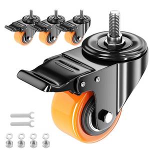 lot 14054 image: Caster Wheels 2 inch Locking Casters Set of 4, Threaded Stem 14-20 x 1