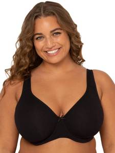 lot 14055 image: Fruit of the Loom Womens Fit for Me Collection Plus-Size Unlined Underwire Bra-Cotton Comfort & Pinch-Free Straps, Black Hue, 44DDD