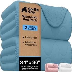 lot 14056 image: GORILLA GRIP Washable Reusable Underpads, 34x3619in Wings, 2 Pack Blue